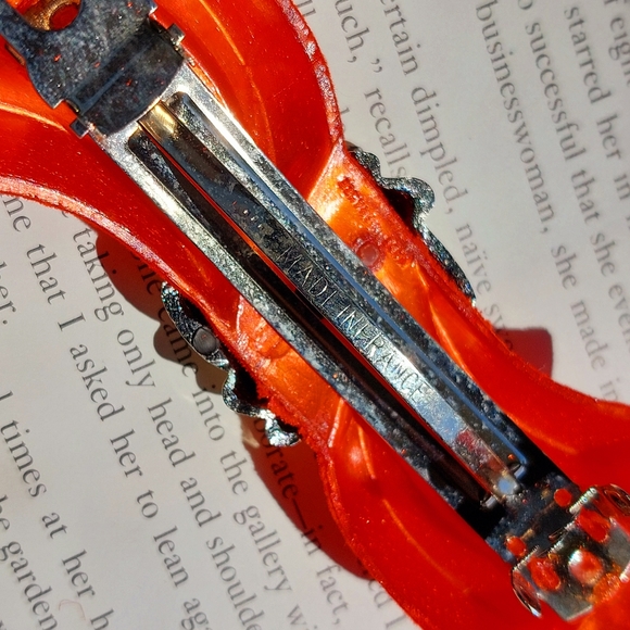 Vintage Barrette Bobby Pin Clip Paris Velvet Red Gold 1990s - Picture 9 of 10